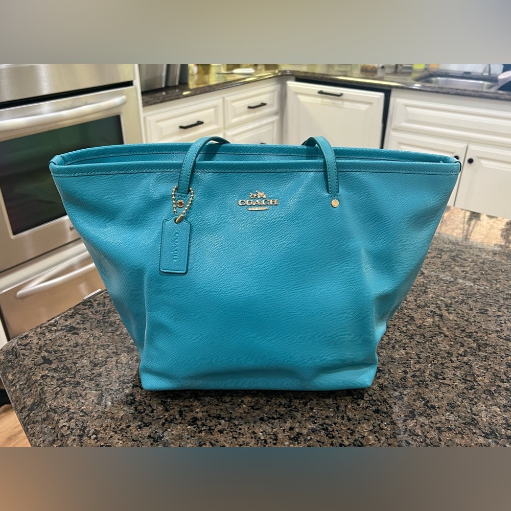Coach Pebble Leather Tote in Blue